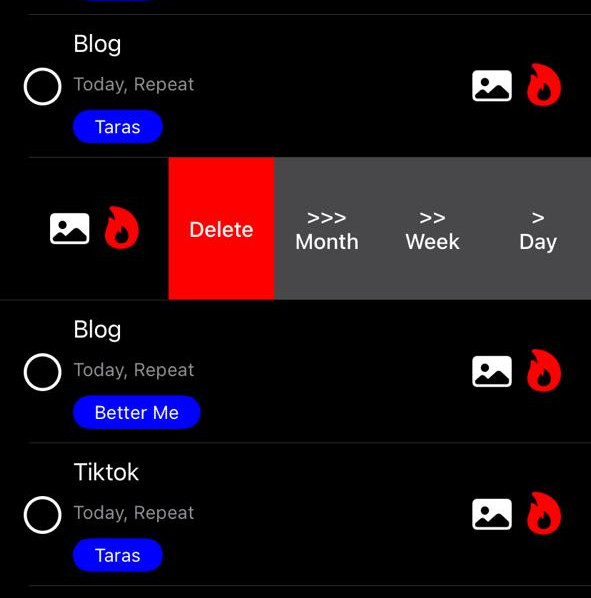 Master Your Tasks with Taras: Swipe Actions for Ultimate Control!